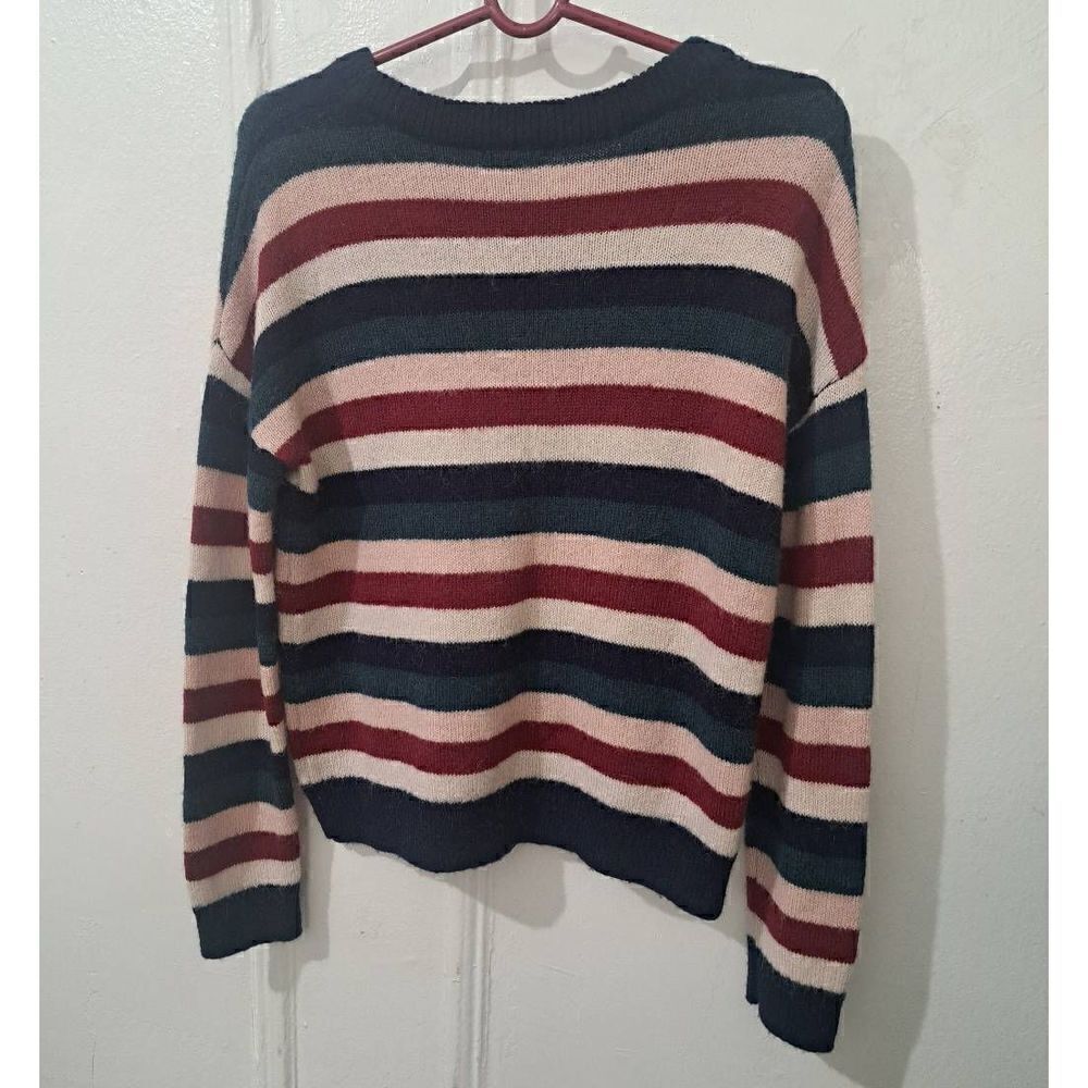 Rails womens medium Sweater navy maroon stripe wool alpaca Adela Slouchy